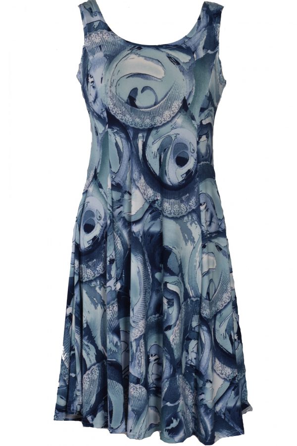 Stella Moretti jurk mouwloos blauw cirkel