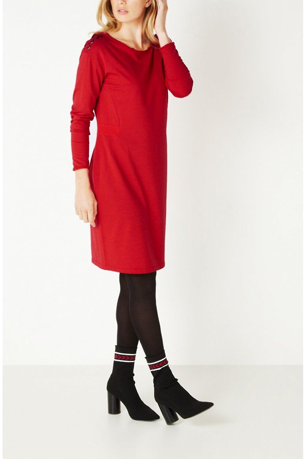 maniac willekeurig Prestigieus Sandwich jurk sweater met lace up schouder rood - Vegas For Her jurk  Diverse JippieJurk