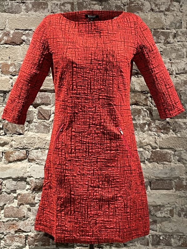 Vegas jurk met reliëf rood